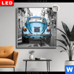 Leuchtbild Dia Blauer Oldtimer Quadrat Produktvorschau mit dem Bild Blauer Oldtimer im Format Quadrat.
