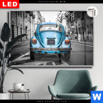 Leuchtbild Dia Blauer Oldtimer Querformat Produktvorschau mit dem Bild Blauer Oldtimer im Format Querformat.