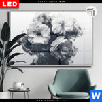 Leuchtbild Dia Blumen Im Schwarzen Farbnebel Querformat Produktvorschau mit dem Bild Blumen im schwarzen Farbnebel im Format Querformat.