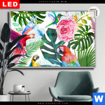 Leuchtbild Dia Blumen Papageien Aquarell Querformat Produktvorschau mit dem Bild Blumen & Papageien Aquarell im Format Querformat.