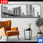 Leuchtbild Dia Brooklyn Bridge Schwarzweiss Panorama Produktvorschau mit dem Bild Brooklyn Bridge Schwarzweiß im Format Panorama.