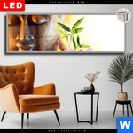 Leuchtbild Dia Buddha Kopf Seerose Panorama Produktvorschau mit dem Bild Buddha Kopf & Seerose im Format Panorama.