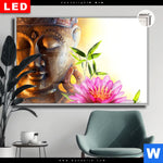 Leuchtbild Dia Buddha Kopf Seerose Querformat Produktvorschau mit dem Bild Buddha Kopf & Seerose im Format Querformat.