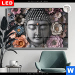 Leuchtbild Dia Buddha Kunst Mit Pastellblueten Querformat Produktvorschau mit dem Bild Buddha-Kunst mit Pastellblüten im Format Querformat.