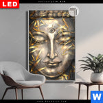Leuchtbild Dia Buddha Silber Gold Hochformat Produktvorschau mit dem Bild Buddha Silber & Gold im Format Hochformat.