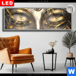 Leuchtbild Dia Buddha Silber Gold Panorama Produktvorschau mit dem Bild Buddha Silber & Gold im Format Panorama.