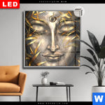 Leuchtbild Dia Buddha Silber Gold Quadrat Produktvorschau mit dem Bild Buddha Silber & Gold im Format Quadrat.