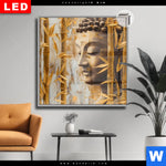 Leuchtbild Dia Buddha Statue Im Goldenen Bambus Quadrat Produktvorschau mit dem Bild Buddha-Statue im goldenen Bambus im Format Quadrat.