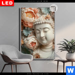 Leuchtbild Dia Buddha Statue Mit Blueten Hochformat Produktvorschau mit dem Bild Buddha-Statue mit Blüten im Format Hochformat.