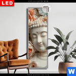 Leuchtbild Dia Buddha Statue Mit Blueten Schmal Produktvorschau mit dem Bild Buddha-Statue mit Blüten im Format Schmal.