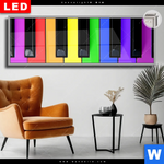 Leuchtbild Dia Bunte Klaviertasten Panorama Produktvorschau mit dem Bild Bunte Klaviertasten im Format Panorama.