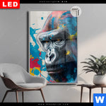 Leuchtbild Dia Bunter Gorilla Mit Farbspritzern Hochformat Produktvorschau mit dem Bild Bunter Gorilla mit Farbspritzern im Format Hochformat.