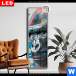 Leuchtbild Dia Bunter Gorilla Mit Farbspritzern Schmal Produktvorschau mit dem Bild Bunter Gorilla mit Farbspritzern im Format Schmal.