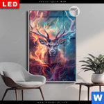Leuchtbild Dia Bunter Hirsch In Flammen Hochformat Produktvorschau mit dem Bild Bunter Hirsch in Flammen im Format Hochformat.
