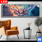 Leuchtbild Dia Bunter Hirsch In Flammen Panorama Produktvorschau mit dem Bild Bunter Hirsch in Flammen im Format Panorama.