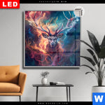 Leuchtbild Dia Bunter Hirsch In Flammen Quadrat Produktvorschau mit dem Bild Bunter Hirsch in Flammen im Format Quadrat.