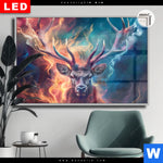 Leuchtbild Dia Bunter Hirsch In Flammen Querformat Produktvorschau mit dem Bild Bunter Hirsch in Flammen im Format Querformat.