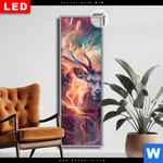 Leuchtbild Dia Bunter Hirsch In Flammen Schmal Produktvorschau mit dem Bild Bunter Hirsch in Flammen im Format Schmal.