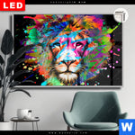 Leuchtbild Dia Bunter Loewe Schwarz Querformat Produktvorschau mit dem Bild Bunter Löwe Schwarz im Format Querformat.