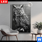 Leuchtbild Dia Duestere Eleganz Der Eule Hochformat Produktvorschau mit dem Bild Düstere Eleganz der Eule im Format Hochformat.