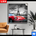 Leuchtbild Dia Eiffelturm Rotes Auto Quadrat Produktvorschau mit dem Bild Eiffelturm & Rotes Auto im Format Quadrat.