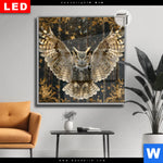 Leuchtbild Dia Eule Inmitten Goldener Blaetter Quadrat Produktvorschau mit dem Bild Eule inmitten goldener Blätter im Format Quadrat.