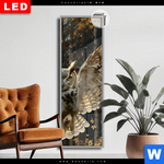 Leuchtbild Dia Eule Inmitten Goldener Blaetter Schmal Produktvorschau mit dem Bild Eule inmitten goldener Blätter im Format Schmal.
