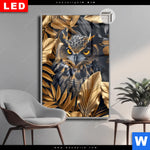 Leuchtbild Dia Eule Und Goldene Blaetter Hochformat Produktvorschau mit dem Bild Eule und goldene Blätter im Format Hochformat.