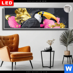 Leuchtbild Dia Exotischer Tukan Mit Blueten Panorama Produktvorschau mit dem Bild Exotischer Tukan mit Blüten im Format Panorama.
