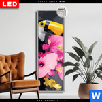 Leuchtbild Dia Exotischer Tukan Mit Blueten Schmal Produktvorschau mit dem Bild Exotischer Tukan mit Blüten im Format Schmal.