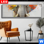 Leuchtbild Dia Farbenexplosion Mit Elefant Panorama Produktvorschau mit dem Bild Farbenexplosion mit Elefant im Format Panorama.