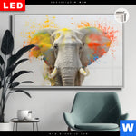 Leuchtbild Dia Farbenexplosion Mit Elefant Querformat Produktvorschau mit dem Bild Farbenexplosion mit Elefant im Format Querformat.
