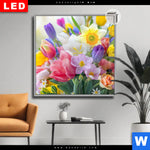 Leuchtbild Dia Farbenfrohe Fruehlingsblueten Quadrat Produktvorschau mit dem Bild Farbenfrohe Frühlingsblüten im Format Quadrat.
