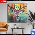 Leuchtbild Dia Farbenfrohes Hirschportraet Quadrat Produktvorschau mit dem Bild Farbenfrohes Hirschporträt im Format Quadrat.