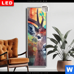 Leuchtbild Dia Farbenfrohes Hirschportraet Schmal Produktvorschau mit dem Bild Farbenfrohes Hirschporträt im Format Schmal.