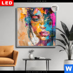 Leuchtbild Dia Farbexplosion Portraet Lola Quadrat Produktvorschau mit dem Bild Farbexplosion - Porträt Lola im Format Quadrat.