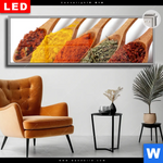 Leuchtbild Dia Farbige Gewuerze Auf Holzloeffel Panorama Produktvorschau mit dem Bild Farbige Gewürze auf Holzlöffel im Format Panorama.