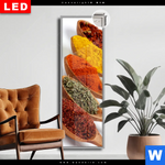 Leuchtbild Dia Farbige Gewuerze Auf Holzloeffel Schmal Produktvorschau mit dem Bild Farbige Gewürze auf Holzlöffel im Format Schmal.