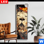 Leuchtbild Dia Feuer Loewe Schmal Produktvorschau mit dem Bild Feuer Löwe im Format Schmal.