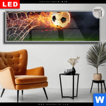 Leuchtbild Dia Feuriger Fussball Panorama Produktvorschau mit dem Bild Feuriger Fussball im Format Panorama.