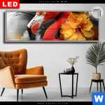 Leuchtbild Dia Flamingo Blueten Panorama Produktvorschau mit dem Bild Flamingo & Blüten im Format Panorama.