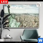 Leuchtbild Dia Freiheit Ueber Manhattan Querformat Produktvorschau mit dem Bild Freiheit über Manhattan im Format Querformat.