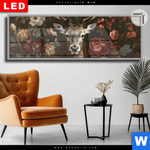 Leuchtbild Dia Friedlicher Hirsch Und Blueten Panorama Produktvorschau mit dem Bild Friedlicher Hirsch und Blüten im Format Panorama.