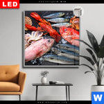 Leuchtbild Dia Frischer Fisch Und Meeresfruechte Quadrat Produktvorschau mit dem Bild Frischer Fisch und Meeresfrüchte im Format Quadrat.
