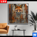Leuchtbild Dia Fuchs Grunge Stil Quadrat Produktvorschau mit dem Bild Fuchs - Grunge Stil im Format Quadrat.