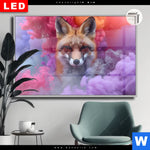 Leuchtbild Dia Fuchs In Farbnebel Querformat Produktvorschau mit dem Bild Fuchs in Farbnebel im Format Querformat.