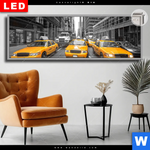 Leuchtbild Dia Gelbe Taxis New York Panorama Produktvorschau mit dem Bild Gelbe Taxis New York im Format Panorama.