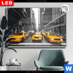 Leuchtbild Dia Gelbe Taxis New York Querformat Produktvorschau mit dem Bild Gelbe Taxis New York im Format Querformat.
