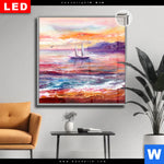 Leuchtbild Dia Gemaelde Mit Boot Im Sonnenuntergang Quadrat Produktvorschau mit dem Bild Gemälde mit Boot im Sonnenuntergang im Format Quadrat.