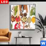 Leuchtbild Dia Gewuerze Auf Loeffeln Weiss Quadrat Produktvorschau mit dem Bild Gewürze auf Löffeln - weiß im Format Quadrat.